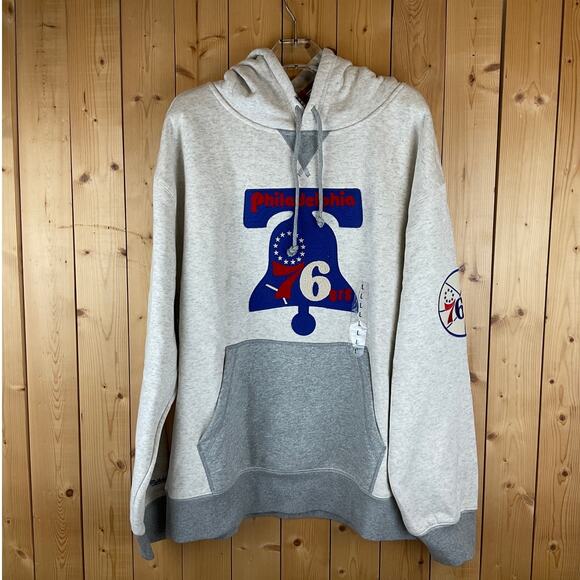 Mitchell & Ness Philadelphia 76ers NBA Hoodie, Cream/Gray - Size L - Picture 1 of 8